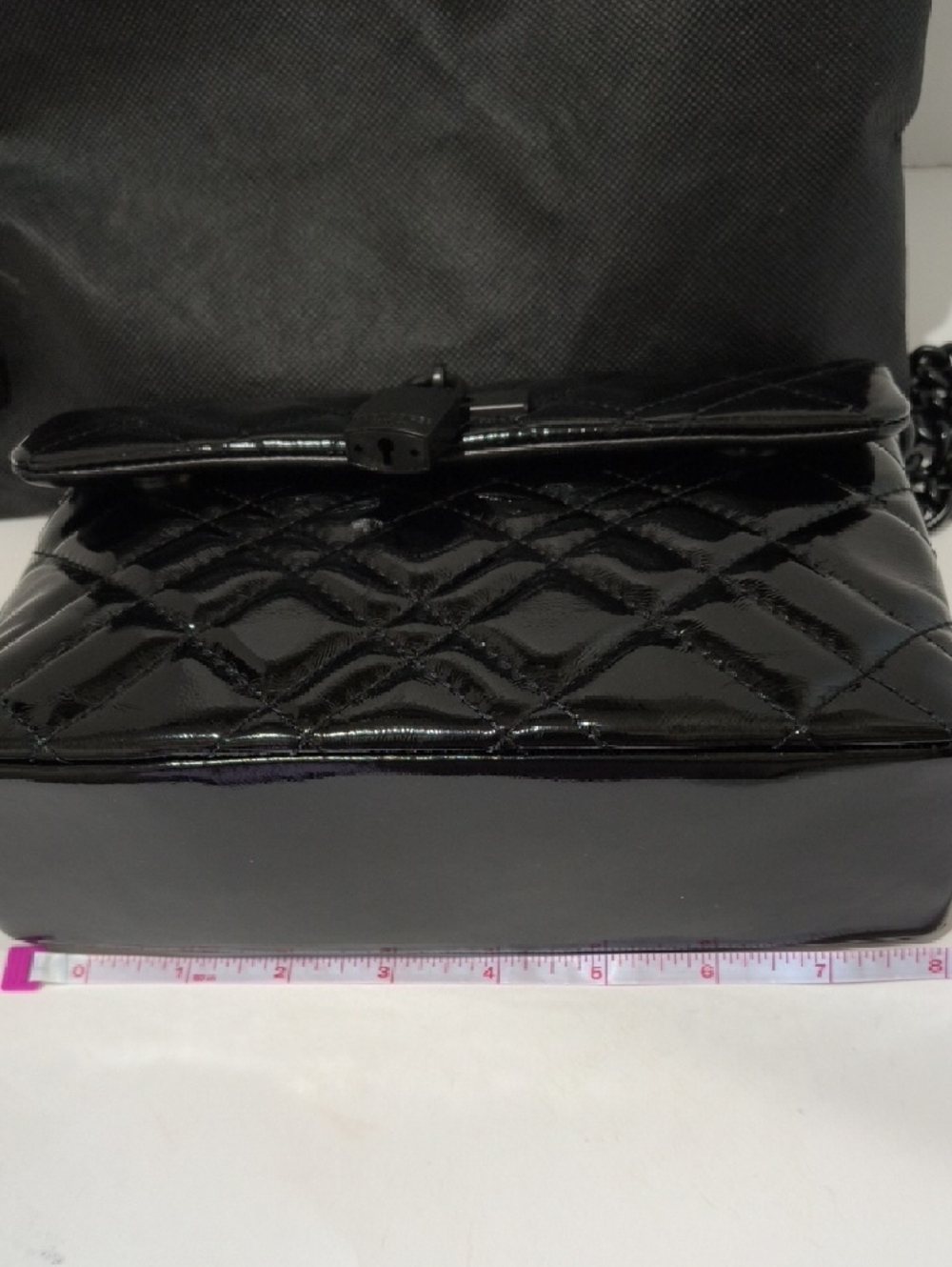 Kurt Geiger Black Quilted Patent Shoulder Bag with Chain And Crossbody Strap - Picture 13 of 17